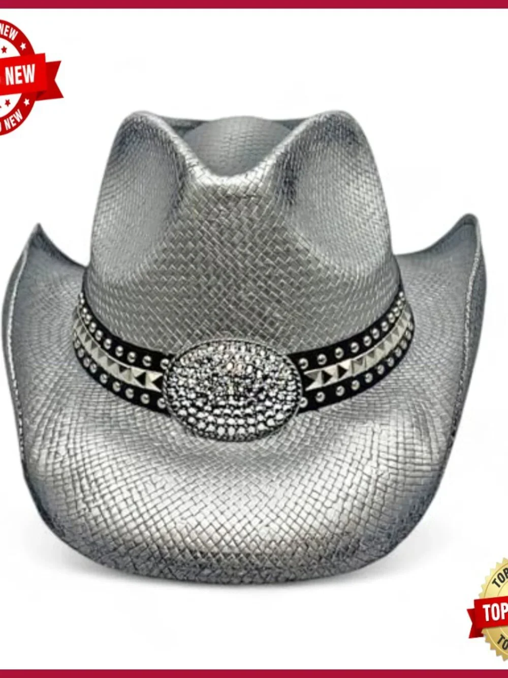 Rhinestone Cowgirl Hat - Straw Western Drifter Hat - Picture 2 of 3